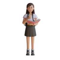 young girl thinking 3d character illustration png