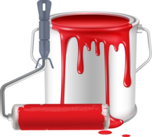 open paint can  and roller brush png