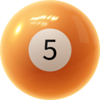 boule de billard orange numéro cinq png