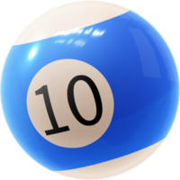 Boule de billard bleu numéro dix png