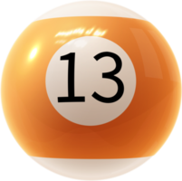 bola de billar naranja número trece png
