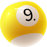 boule de billard jaune numéro neuf png