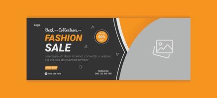 Fashion sale facebook social media template Best collection fashion sale facebook cover template, corporate banner, header, web banner template, business webinar banner vector