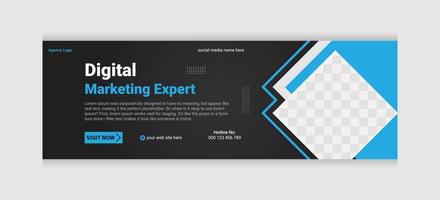 Geometric marketing agency social media header or cover design and web banner template vector