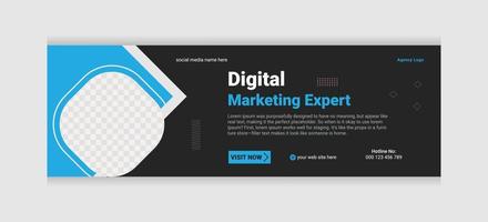 Geometric marketing agency social media header or cover design and web banner template vector