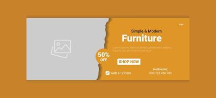 Furniture social media facebook cover, corporate banner, header, web banner template vector