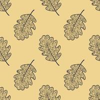 Seamless pattern with oak leaves.Oak leaves with a beautiful ornament.Vector isolated background with contours of fallen leaves. Texture for textiles or wrapping paper.Autumn pattern. vector