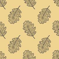 Seamless pattern with oak leaves.Oak leaves with a beautiful ornament.Vector isolated background with contours of fallen leaves. Texture for textiles or wrapping paper.Autumn pattern. vector