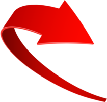 3D realistic red  twisted  arrow png