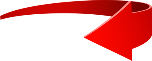 3D realistic red  twisted  arrow png