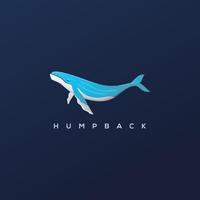 diseño de logotipo de vector de ballena jorobada, arte de línea