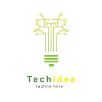 Logo of information technology. Concept of logo in the form of a bulb with circuit board. vector
