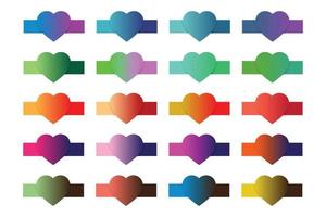 Gradient color palette set in love heart shape vector