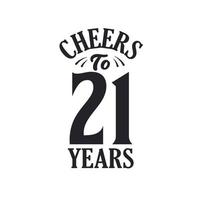 Celebración de cumpleaños vintage de 21 años, saludos a los 21 años. vector