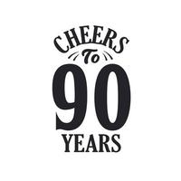 Celebración de cumpleaños vintage de 90 años, saludos a los 90 años. vector