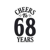 Celebración de cumpleaños vintage de 68 años, saludos a los 68 años. vector