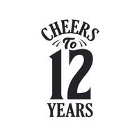 celebración de cumpleaños vintage de 12 años, saludos a los 12 años vector