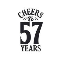 57 years vintage birthday celebration, Cheers to 57 years vector