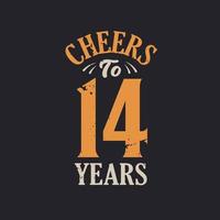 Cheers to 14 years, 14th birthday celebration vector