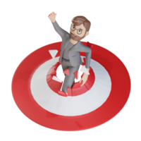 3d businessman character reach the target png