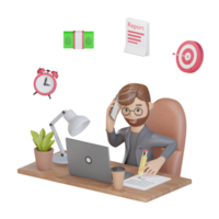 3d uomo d'affari personaggio multitasking lavoro png