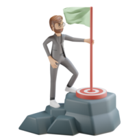 3d businessman character reached the top png