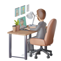 3d businessman character online meeting png