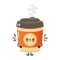 Cute angry cup of coffee character. Vector hand drawn cartoon kawaii character illustration icon. Isolated on white background. Sad cup of coffee character concept