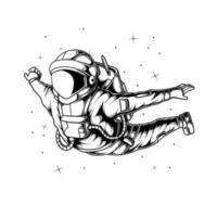 astronaut illustration flying free in space coloring character vector