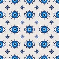 Evil eye ethnic pattern. Mystic greek blue amulet. Turkish traditional print. Symbol of protection. Vector seamless background.