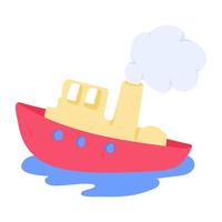 Check this flat sticker of toy boat vector