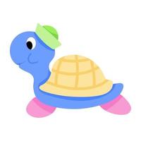 An editable flat sticker of toy turtle vector