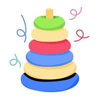 An editable flat sticker of stacking rings vector
