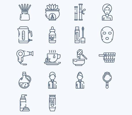 Spa icon set, Therapy and treatment vector