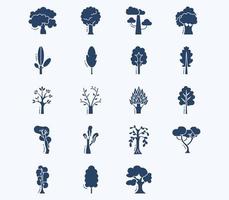 conjunto de iconos de árbol, vector de planta y naturaleza