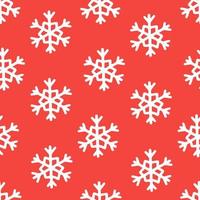 Snowflake simple seamless pattern. White snow on red background. Abstract wallpaper, wrapping decoration. Symbol of winter, Merry Christmas holiday, Happy New Year celebration Vector illustration