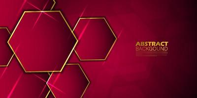 modern abstract vector dark red luxury backgrounds with hexagonal geometric graphic and gold line elements for poster, flyer, digital board and concept design.Eps10