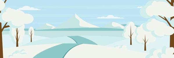 invierno naturaleza paisaje fondo claro con nieve en los árboles. ilustración vectorial vector