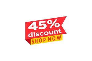 45 discount, Sales Vector badges for Labels, , Stickers, Banners, Tags, Web Stickers, New offer. Discount origami sign banner.