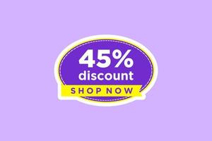 45 discount, Sales Vector badges for Labels, , Stickers, Banners, Tags, Web Stickers, New offer. Discount origami sign banner.