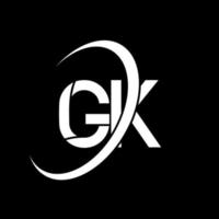 logotipo de g.k. diseño g.k. letra gk blanca. diseño del logotipo de la letra gk. letra inicial gk círculo vinculado logotipo de monograma en mayúsculas. vector