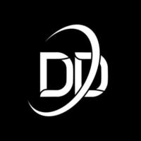 logotipo de dd. diseño dd. letra dd blanca. diseño del logotipo de la letra dd. letra inicial dd círculo vinculado logotipo de monograma en mayúsculas. vector