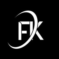 logotipo fk. diseño fk letra fk blanca. diseño del logotipo de la letra fk. letra inicial fk círculo vinculado logotipo de monograma en mayúsculas. vector
