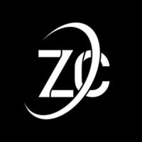 logotipo de zc. diseño zc. letra zc blanca. diseño del logotipo de la letra zc. letra inicial zc círculo vinculado logotipo de monograma en mayúsculas. vector