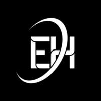 EH logo. E H design. White EH letter. EH letter logo design. Initial letter EH linked circle uppercase monogram logo. vector
