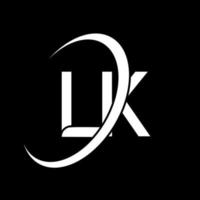 logotipo de lk. lk diseño. letra lk blanca. diseño del logotipo de la letra lk. letra inicial lk círculo vinculado logotipo de monograma en mayúsculas. vector