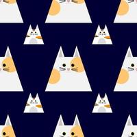 Cat pattern on blue background vector