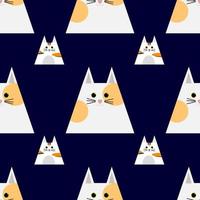 Cat pattern on blue background vector