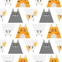 Vector background seamless pattern of cat on white background.