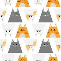 Vector background seamless pattern of cat on white background.